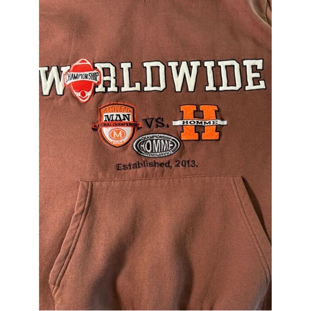 Man Worldwide Championship Brown Hoodie for Men - Size Large